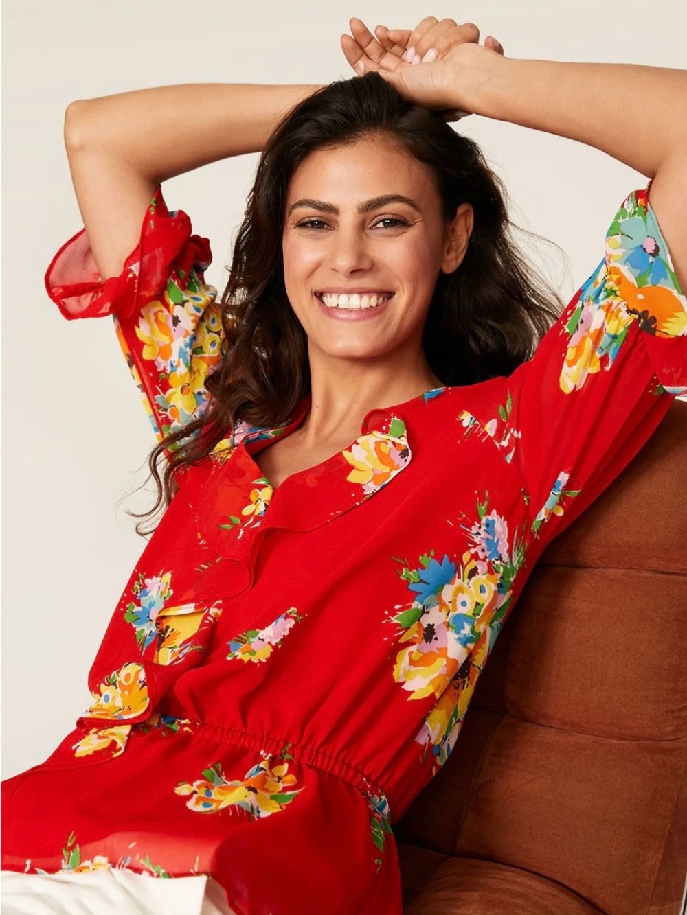 Ralph Lauren Red Floral Blouse